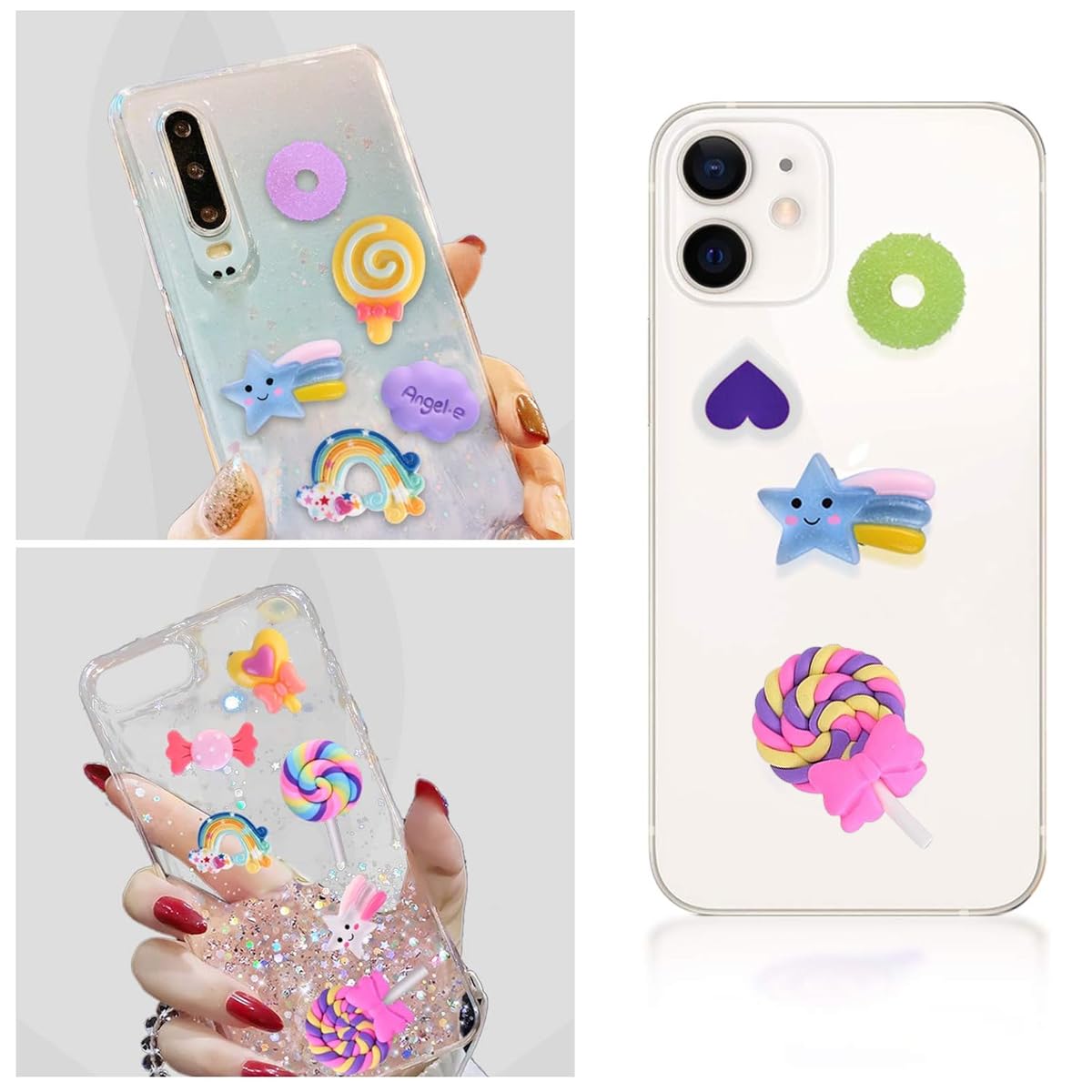 HASTHIP 30pcs Flatback Resin Charms Mixed DIY Cute Resin Charms for DIY Phone Case Decorative Decals Supplies for DIY Craft Making Ornament Scrapbooking