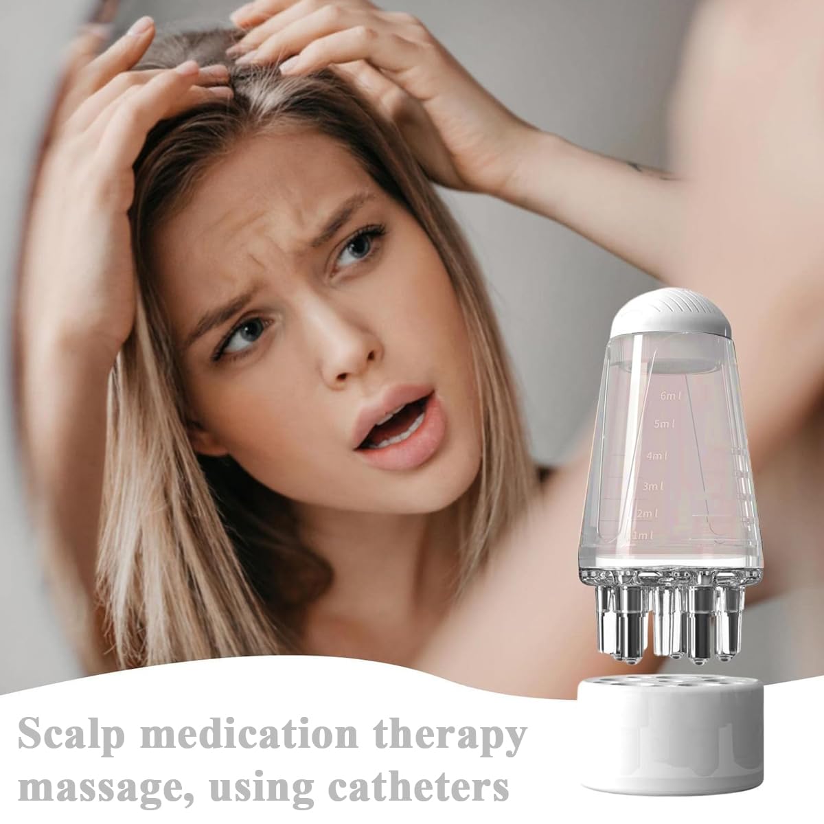 HANNEA Hair Oil Applicator Medicine Applicator Hair Oil Applicator with Multi Rollerball Scalp Care Essential Oil Applicator 6ml Refillable Travel Hair Oil Applicator for Scalp Treatment, Skin Care