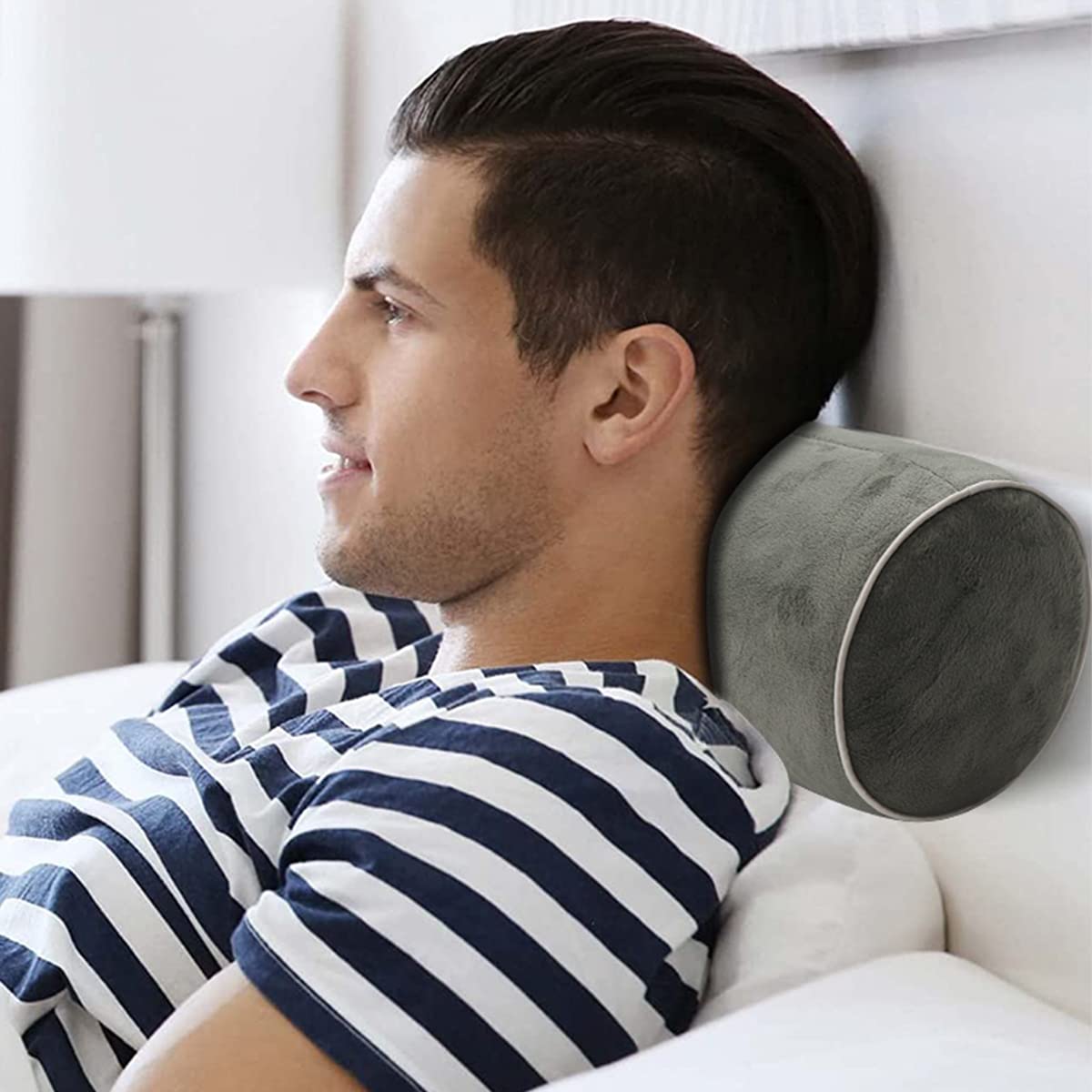 HANNEA Cervical Neck Roll Pillow, Memory Foam Pillow, Cylinder Round Pillow, Pain Relief Neck Pillows for Sleeping Support, Removable Washable Cover