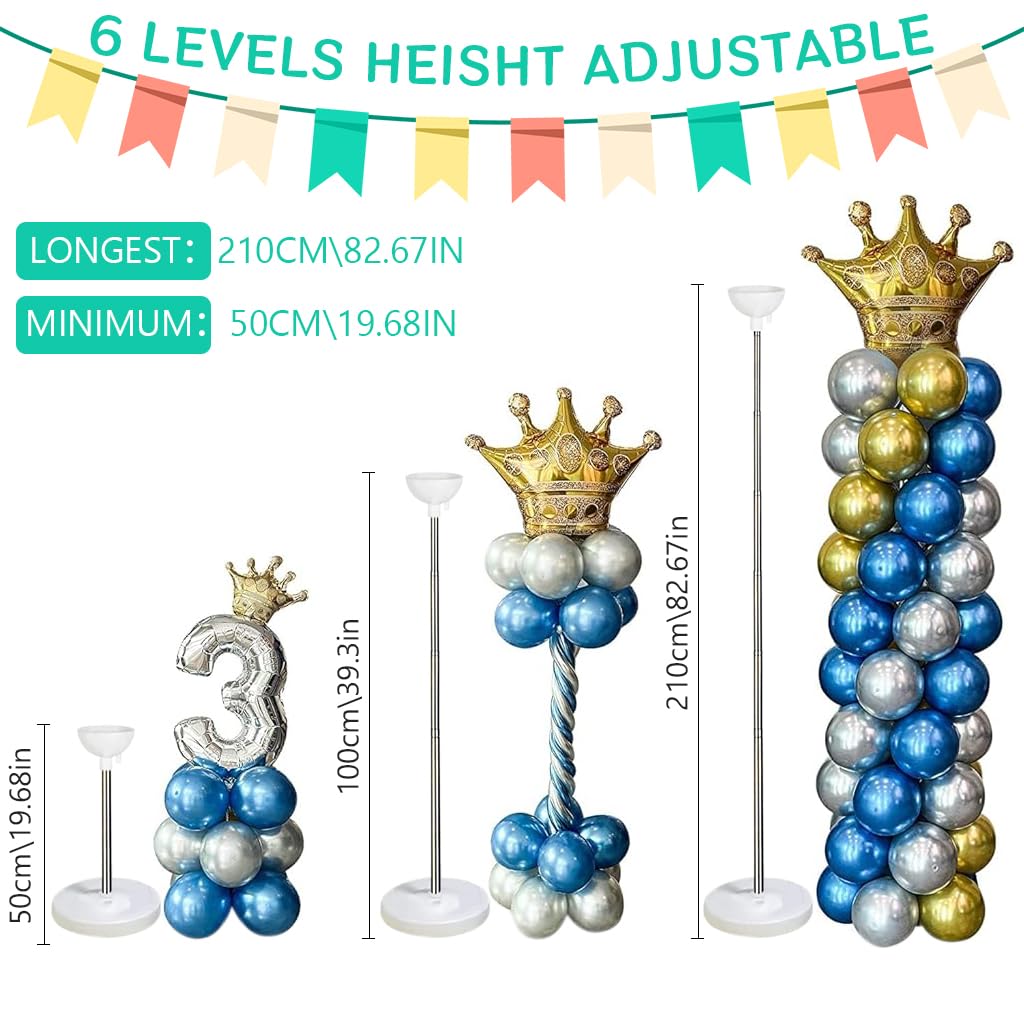 HASTHIP 6.5Ft Adjustable Metal Balloon Column Stand Kit, 2M Retractable Metal Tower, DIY Assemble for Birthday, Wedding, Baby Shower, Graduation, Party Decorations