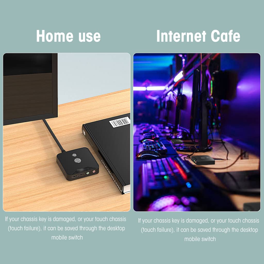 Verilux Desktop Computer Power Switch,Desktop Pc Power,Computer On/Off Switch,Push Button Cpu Power Switch Button,2 Usb Port&3.5Mm Audio Jacks 1.6M Cable Computer Host Modification Switch Power