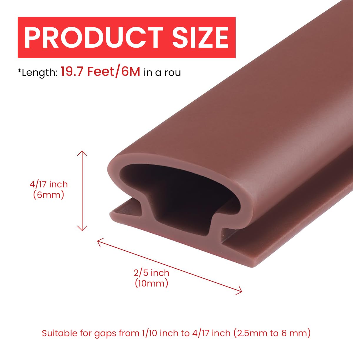 HASTHIP 19.7Ft Door Seal Strip Self Adhesive Door Frame Seal Strip Cushioning Hollow Out Door Seal Strip Cuttable Door Seal Strip Noise Reduction Door Frame Seal Strip Cuttable Door Seal Strip