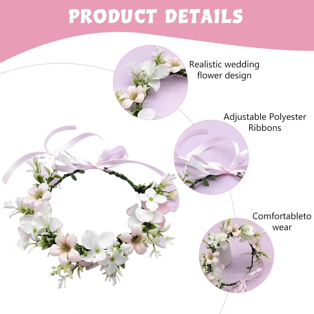 Qpets Pet Photo Prop, Dog Clothes Accessory Flower Wreath Tie Back Fabric Floral Wreath Romantic Wreath for Wedding & Photography & Party & Festival