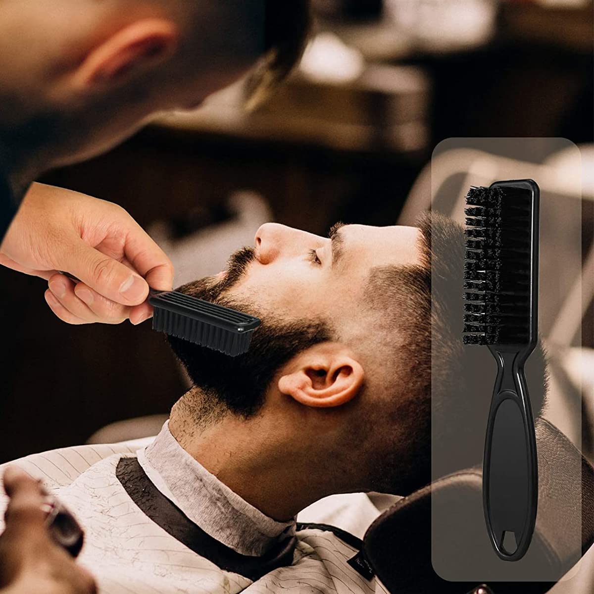 MAYCREATE Beard Pencil Filler Barber Styling Pen with 2 Pen Nibs, 1 Brush, Waterproof Proof Beard Pencil Filler, Sweat Proof Natural Shaping Up for Beard, Moustache & Eyebrows,Black