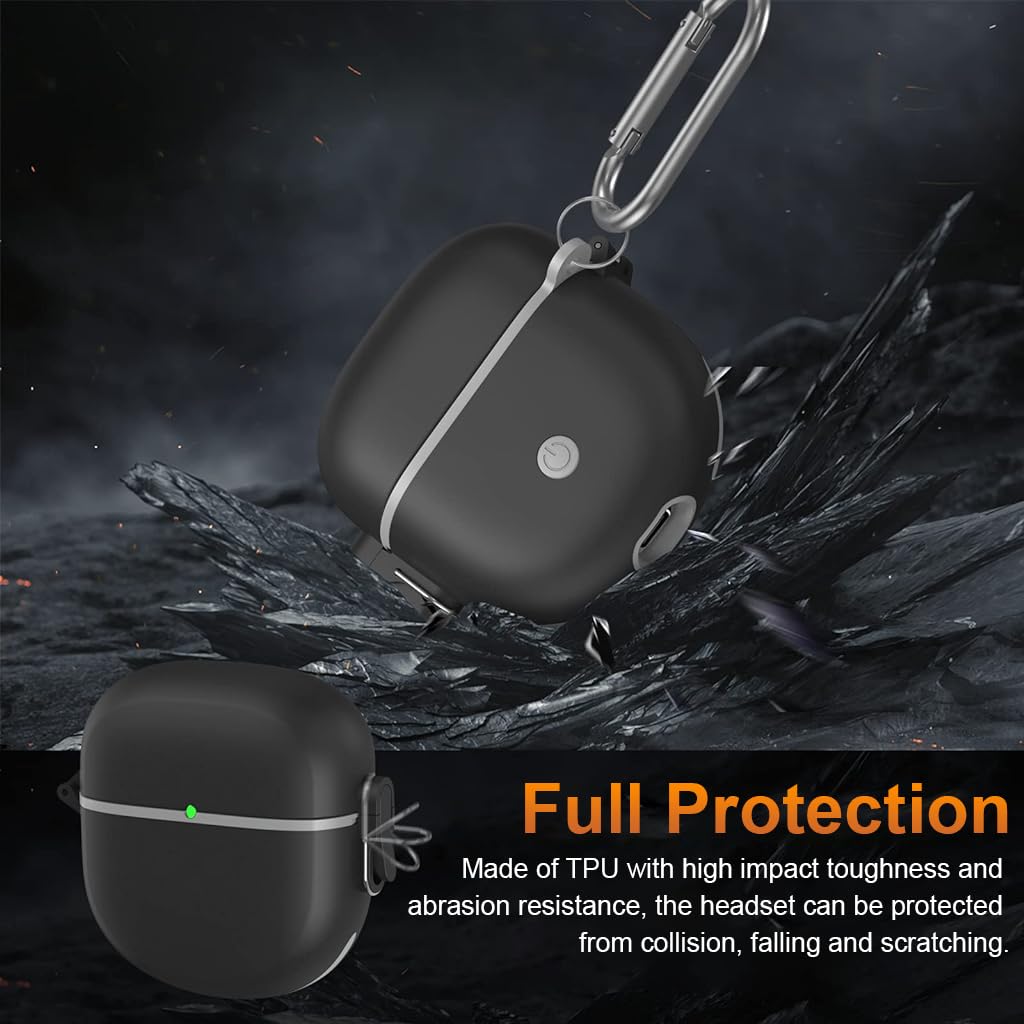 ZORBES Protective Case for QuietComfort Earbuds II 2022, Shockproof Case for QuietComfort Earbuds II Charging Case Charging Case TPU Protective Cover with Lanyard and Keychain (Black)