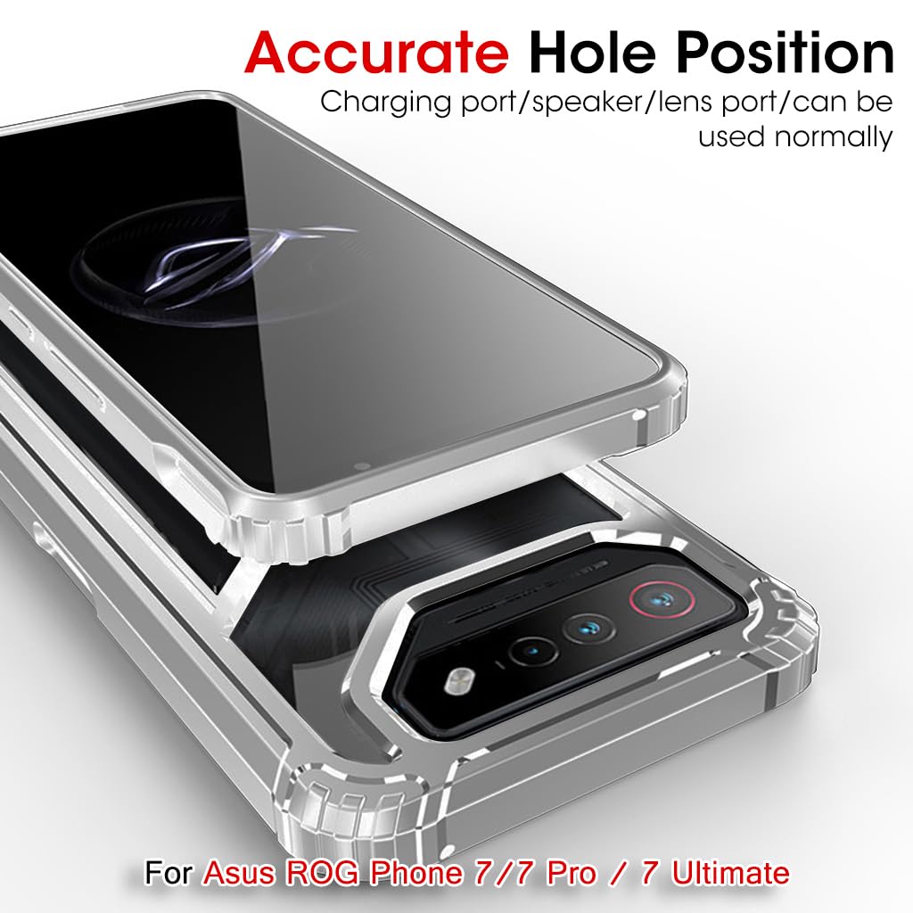 ZORBES Phone Case for Asus ROG Phone 7 TPU Phone Cover for Asus ROG Phone 7 Transparent PC Phone Case with Magnet Folding Phone Stand Shockproof 2 in 1 Phone Case for Asus ROG Phone 7
