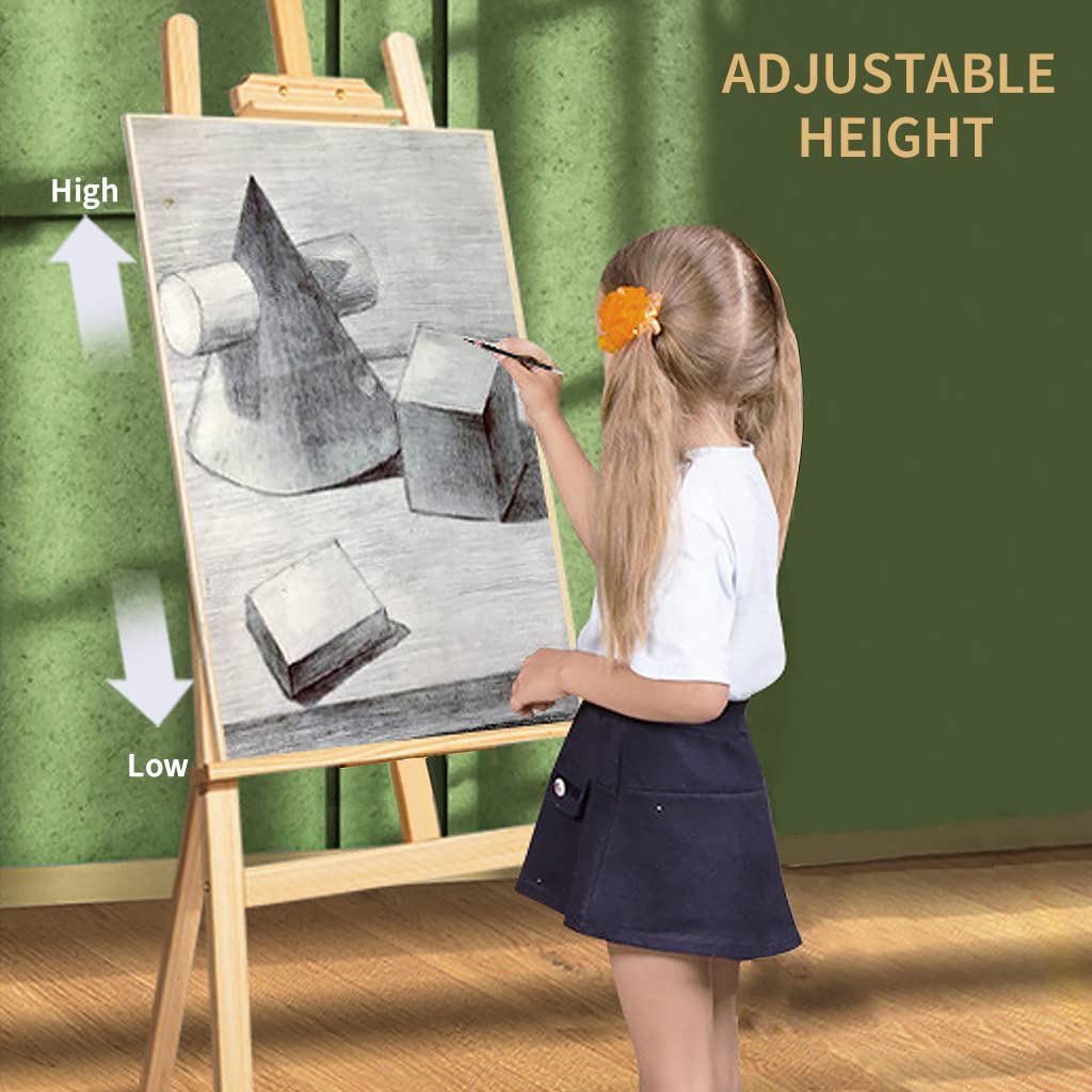 Climberty Artist Wooden Easel Stand for Painting/Display, 4.9 Feet/1.5m Painting Canvas Holds with Angle and Height Adjustment, Art Easel for Adults&Students, Wooden Easel for Painting