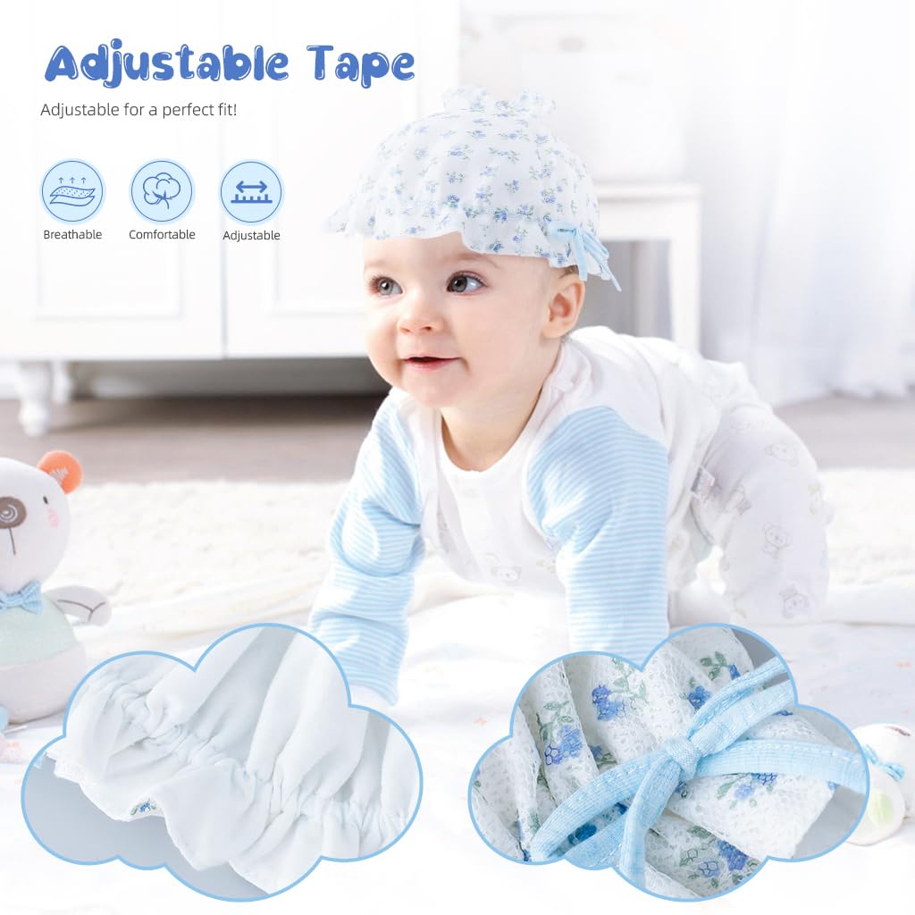 SNOWIE SOFT Baby Hat for Girls, Hat for Baby Girl Cute Fragrant Flowers Summer Hat Lovely Print Lace Edging Bucket Hat for Outdoor UV Protection Baby Cap 6-12 Months