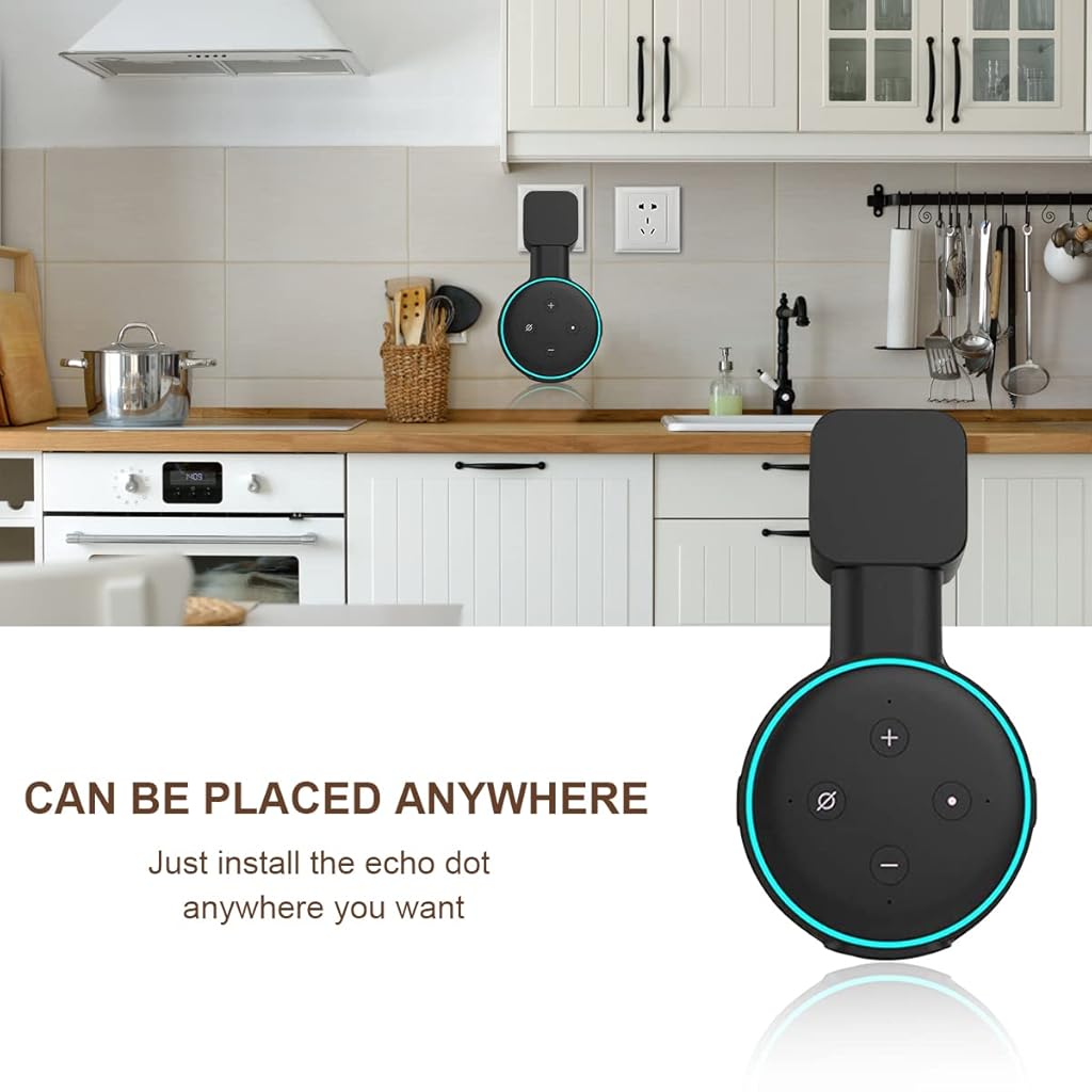 ZORBES Wall Adapter Holder for Alexa Echo Dot 3rd Generation,A Space-Saving Solution with Cord Management for Your Smart Home Speakers, Alexa Echo Dot Accessories ( Holder Only, Black)