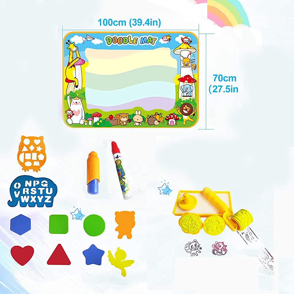 PATPAT Water Doodle Mat for Kids Aqua Magic Mat Large Water Drawing Mat 100x70cm for Kids Doodle Board for Toddlers Drawing Painting Mat Education Toddler Girl Toys Age 3 Gift