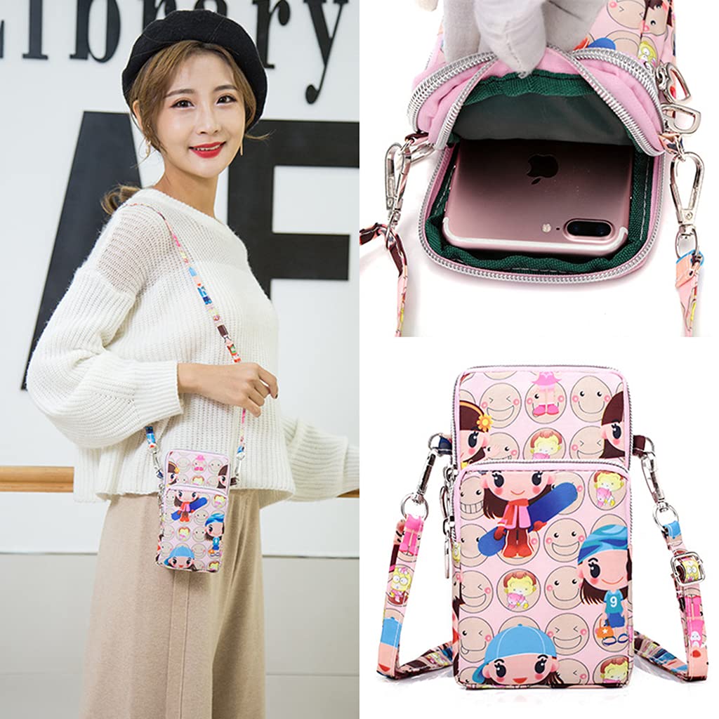 PALAY Multifunctional 3 Layers with Bow Pattern Sling Bag for Women (Blue, 7.2 inches)