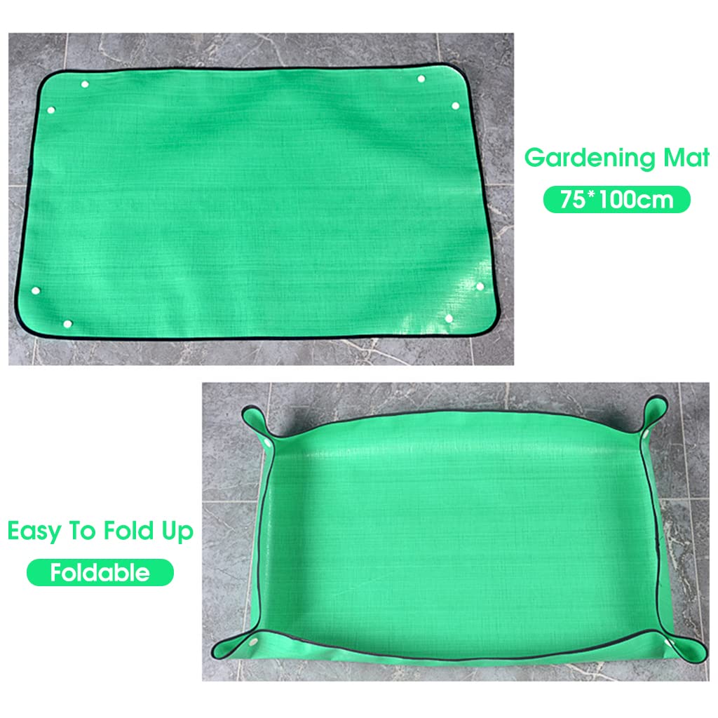 HASTHIP 100*100CM Gardening Mat for for Indoor Bonsai Succulent Plant Care, Waterproof and Foladable PE Garden Mat for Watering Grassland Balcony Nursery Potting and Transplanting Mat Plant Seedling