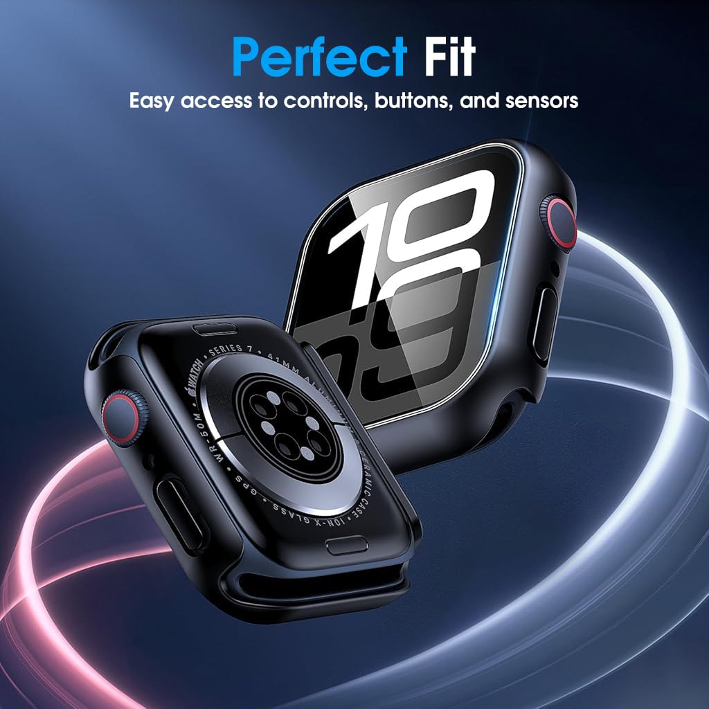ZORBES 2Pcs Hard PC Screen Protector for A pple Watch S10 46mm with 9H HD Tempered Glass Protector Privacy Screen Protector Snap-on Full Cover Anti-Scratch Protective Cover for iWatch Series 10 46mm