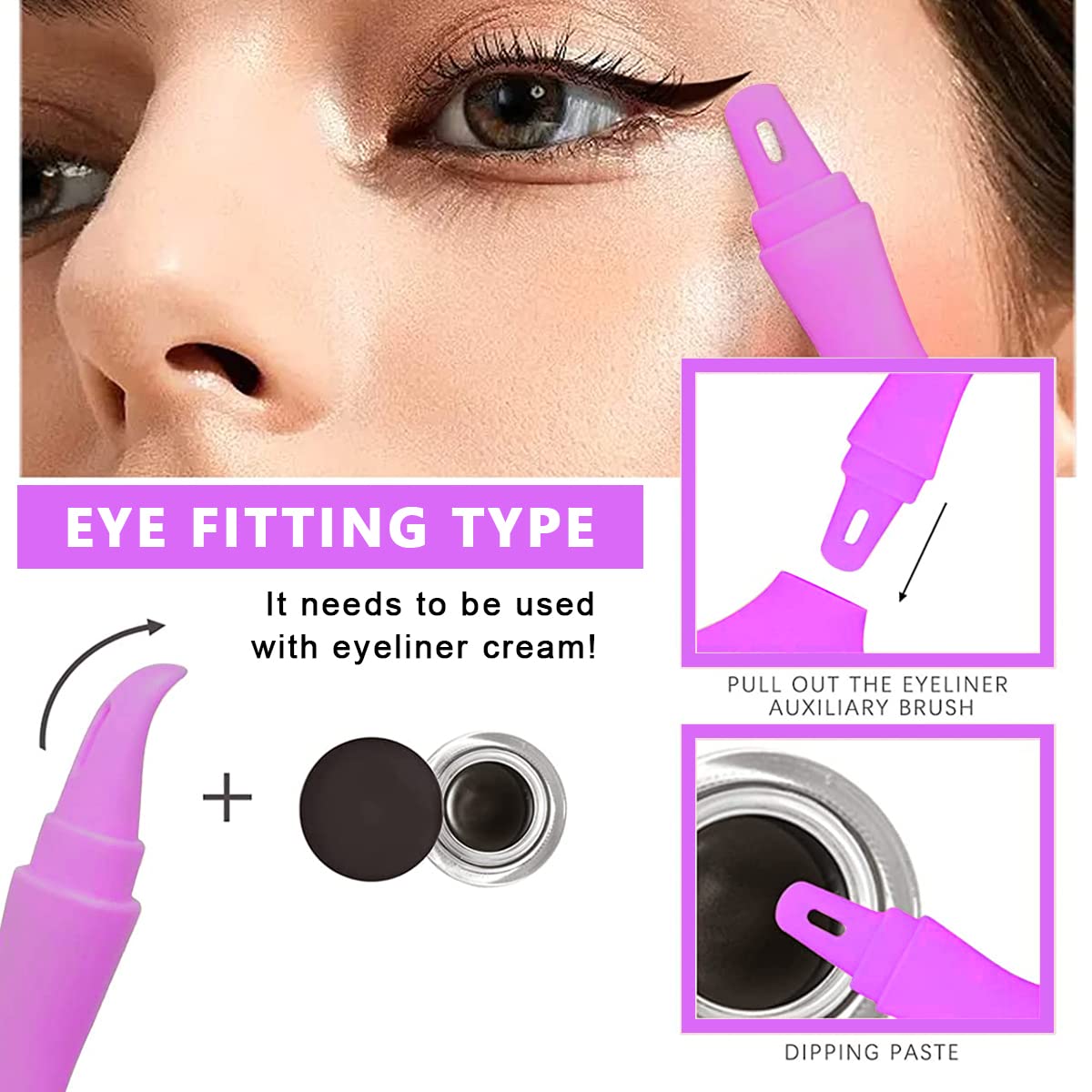 MAYCREATE Mascara Shield Applicator 3-In-1 Silicone Eyelash Shield Guard Eyeliner Auxiliary Cosmetic Makeup Tool, Reusable & Detachable