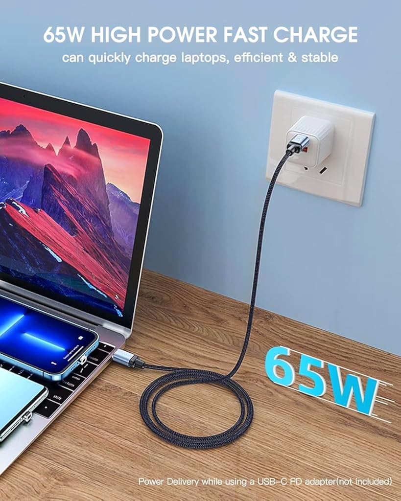 ZORBES 3.3ft USB C Cable for iPhone PD 60W Fast Charging Cable 2 In 1 Light-ning Cable Support Data Sync USB C Charging Cable for iPhone with 2 Magnetic Connectors USB C to Light-ning Cable