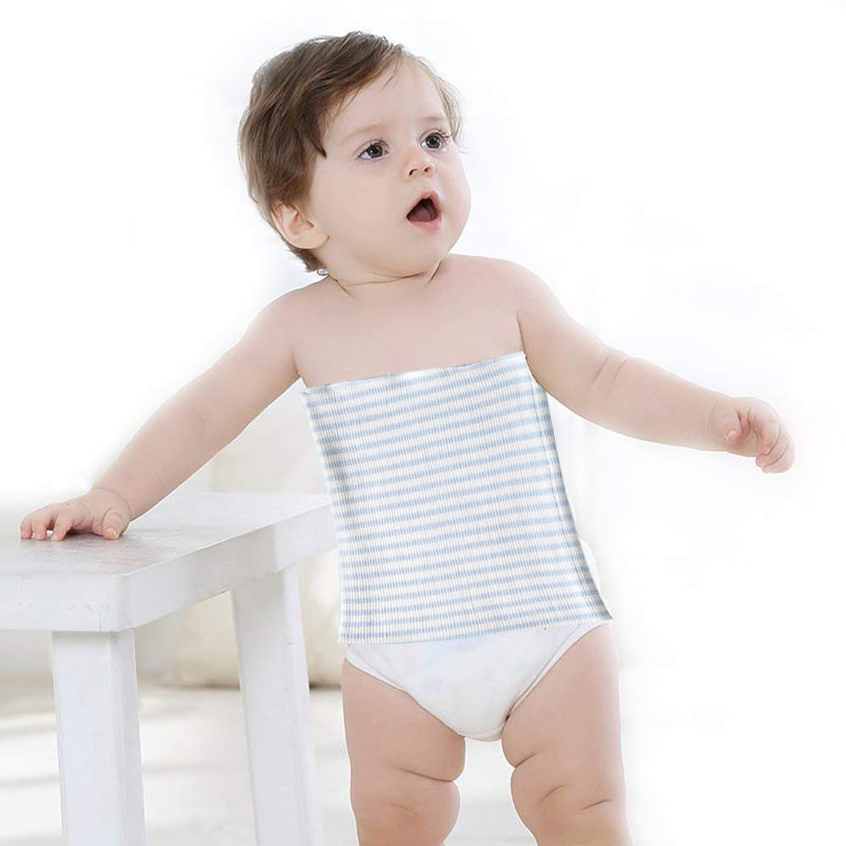 SNOWIE SOFT 3Pcs Cotton Baby Belly Band Baby Belly Button Wrap, Newborn Belly Button Band Umbilical Hernia Belt Adjustable Belly Band Cotton Infant Tummy Band for Infant 0-12 Months, Color Stripe
