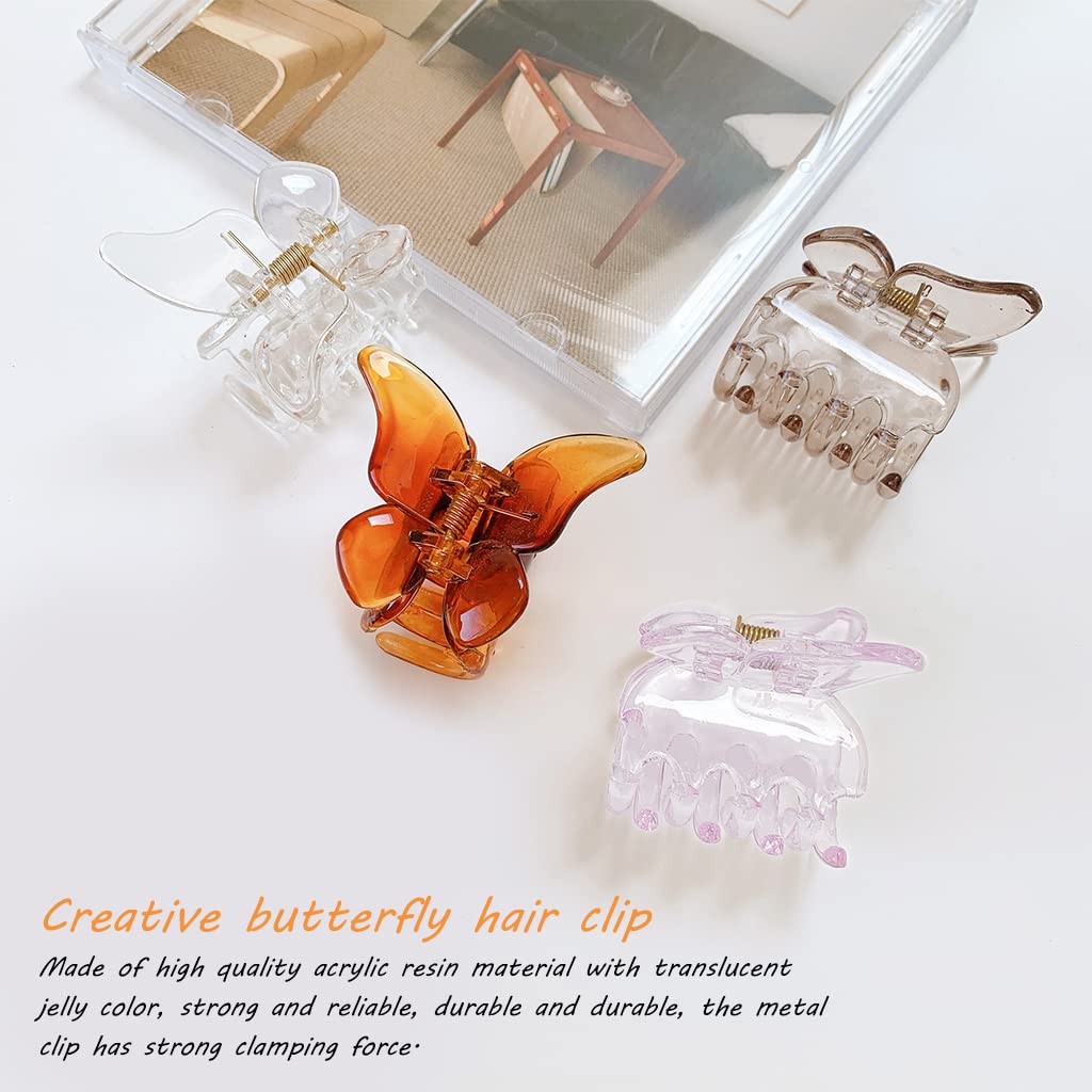 MAYCREATE 4 Pcs Hair Claw Clips,Clutchers Claws for Women Acrylic Butterfly Korean Hair Clips Non slip,Trendy Hair Accessories for Women and Girls,Size 1.49 Inch
