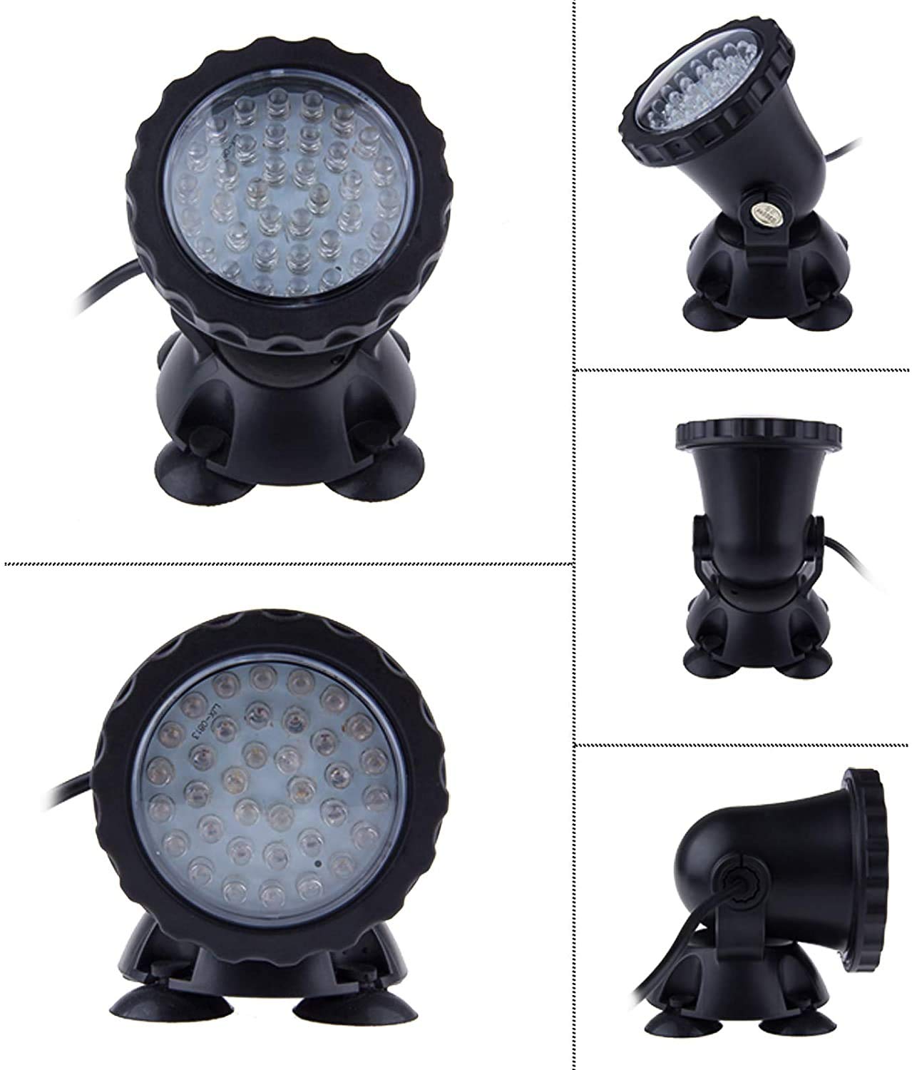 HASTHIP 180°Rotation Underwater RGB Aquarium Lights with Remoter, Fish Light Underwater IP68 Waterproof 36 LEDs with Remote Control for Garden Pond Fish Tank Swimming Pool