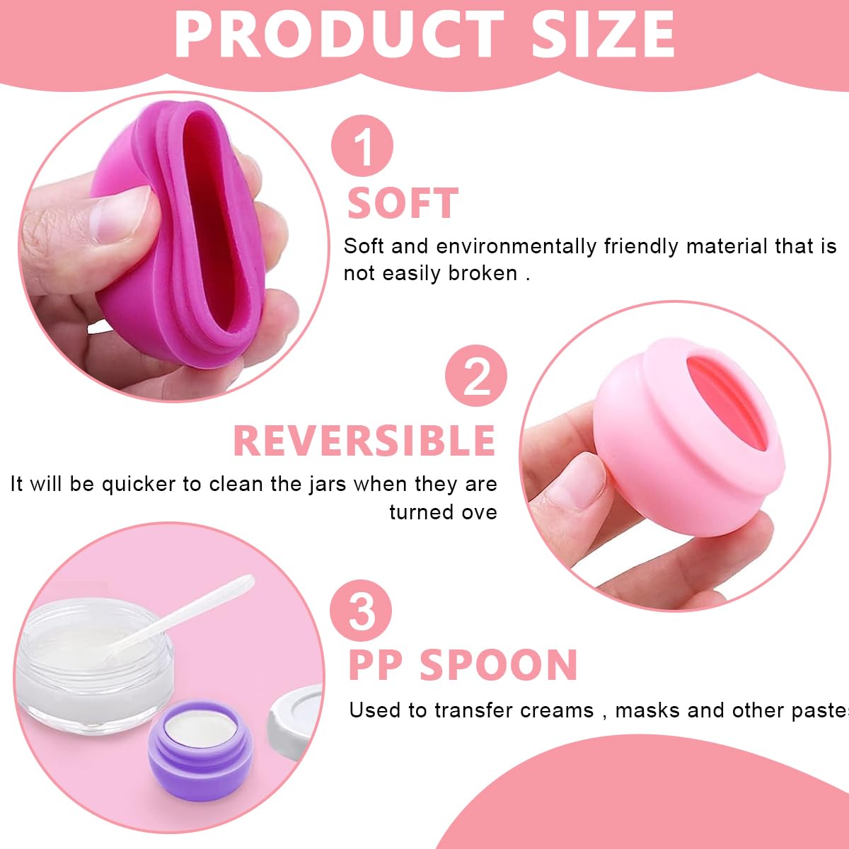 MAYCREATE 4Pcs Silicon Cream Jar, 20ml Mini Cosmetic Silicone Cream Jars with Lids, Refillable Leak-proof Travel Dispenser for Makeup Face Body Hand Cream - BPA-Free, Easy to Clean