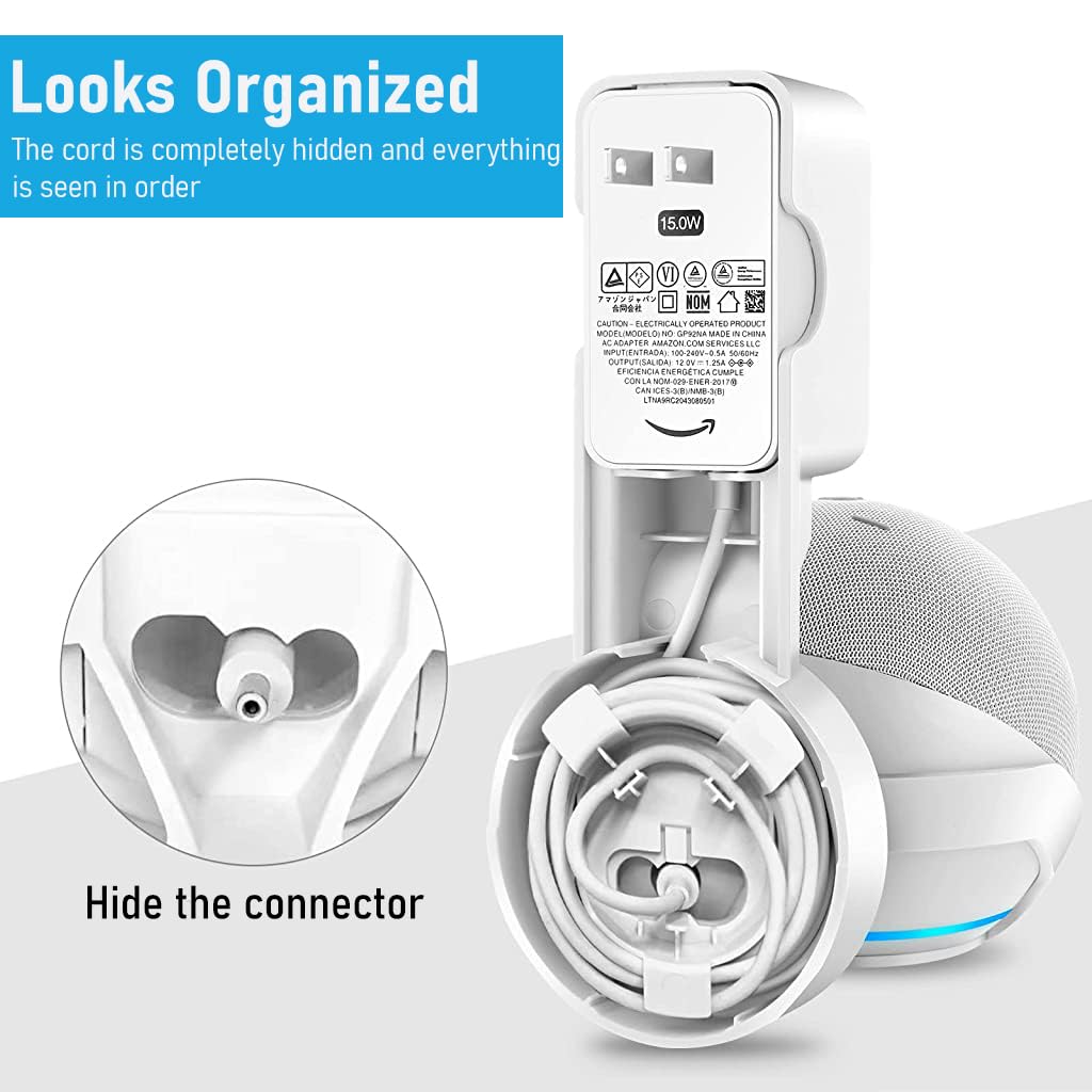ZORBES Wall Mount for Alexa Echo Dot 5th Generation, Space-Saving Solution with Cable Management Wall Holder for Alexa Echo Dot 5th Generation, Alexa Echo Dot Accessories (Holder Only)