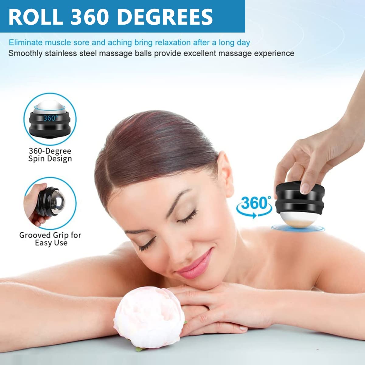 HANNEA Massage Ball, Manual Massage Roller Ball, Handheld Self Massage Therapy and Relax Full Body Tools for Sore Muscles, Shoulders, Arms, Neck, Deep Tissue, Joint Pain, Stress Relief, Purple