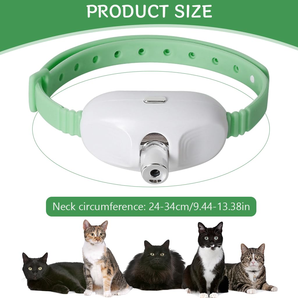 Qpets Cat Collar Laser Pointer, Silicone Fun Cat Collar LED Red Laser Pointer Toy, Cat Collar Laser Pointer USB Rechargeable Cat Collar Laser Pointer Toy