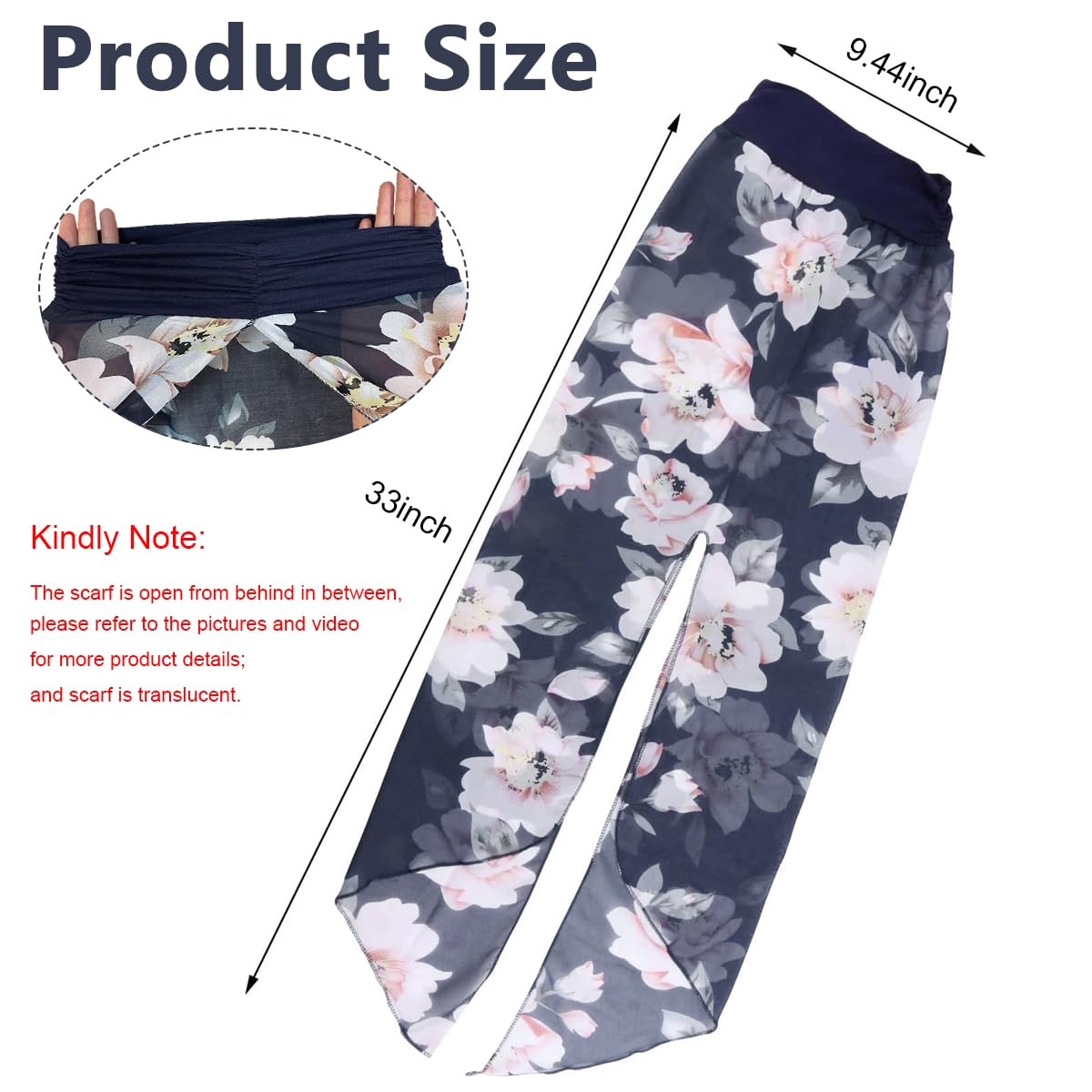 PALAY Chiffon Head Scarf for Women Stretchy Headwear Fashion Floral Print Headwrap Chemo Cap Headwear Hair Turban Cap for Women Headwear