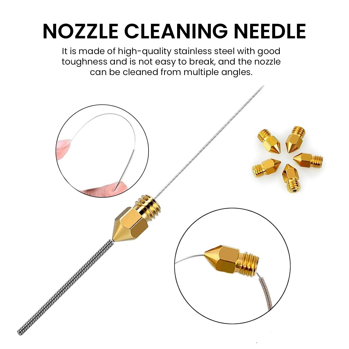 Serplex 5Pcs 3D Printer Nozzles, 0.4mm Brass Nozzle 3D Printer Nozzles 400 Degree Heat Resistance Universal 3D Printer Nozzles for Ender-3 V3 Se, Ender 5, Ender 5 S1, Ender 7 All Metal Hotend