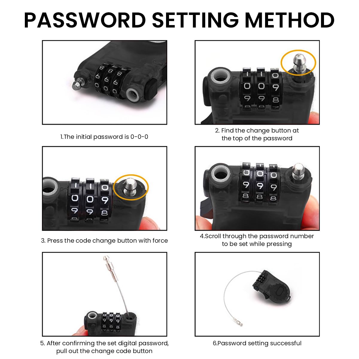 STHIRA Digital Cable Lock Combination Cable Lock Password Lock 3-Digital Combination Cable Lock Retractable Steel Wire Password Lock for Bicycles, Luggage, Cabinet, Drawer