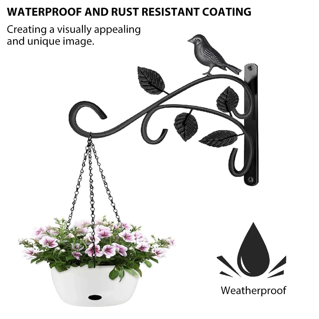 Optifit 2Pcs Metal Wall Hook for Pots, Bird Feeders, Planters, Lanterns, Macrame, Wind Chimes, Heavy Duty Wall Hangers Decorative Wall Brackets for Indoor Outdoor Decorition