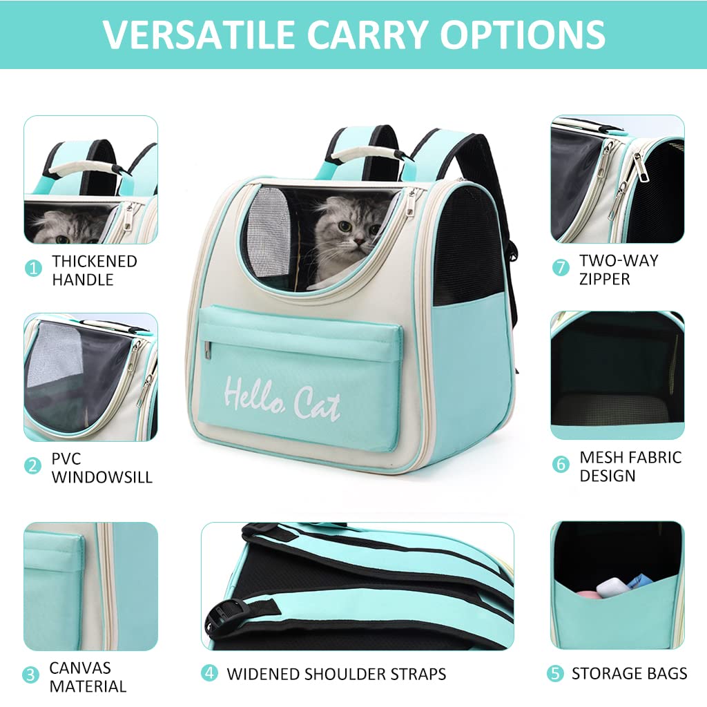 Qpets Cat Carrier Backpack Cat Carrier Small Pet Travel Carrier Lightweight Carrier for Dog Cat Carrier Backpack with Handle Carrier for Small Medium Cat Dog Within 15kg