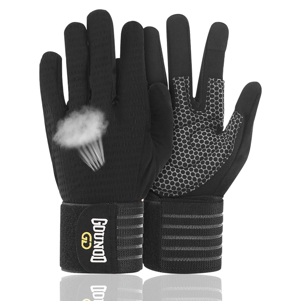 Proberos Full Finger Workout Gloves with Wrist Support, Gym Gloves for Men and Women, Gloves for Professional Weightlifting, Fitness Training and Workout, M