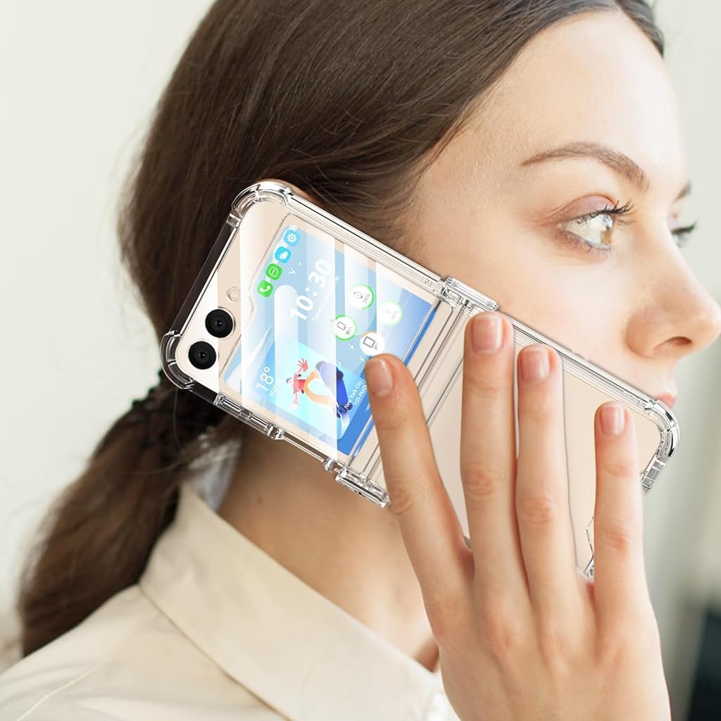ZORBES Phone Case for Samsung Galaxy Z Flip 5 One Piece Phone Cover with Hinge Designed Anti Scratch TPU Phone Case Protection Case Cover for Samsung Galaxy Z Flip 5 5G(2023)-Clear