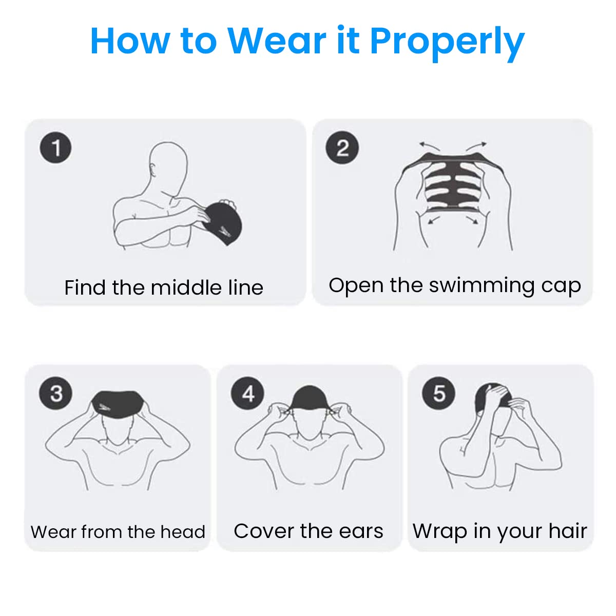 Proberos Silicone Swim Cap for Kids, Comfortable Swimming Cap Ideal Kids Swim Cap for All Head Size, Cartoon Swimming Cap for Child, Swimming Training Cap