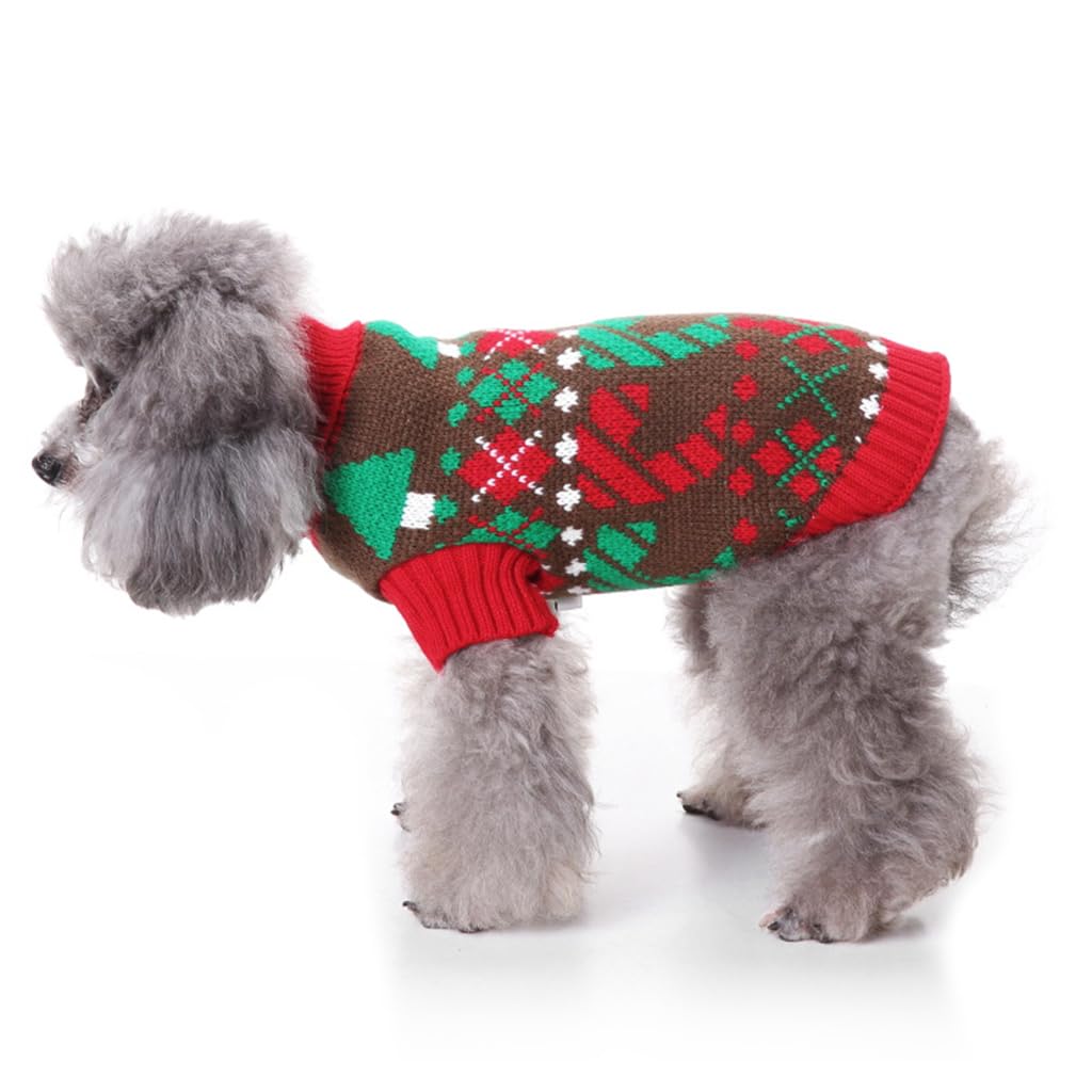 Qpets Winter Clothes for Dog Knitted Crocheting Sweater for Small Dogs Print Sweater Christmas Suit for Small Dogs Christmas Sweater for Dogs Gift for Dogs (Red, Size: XXL)