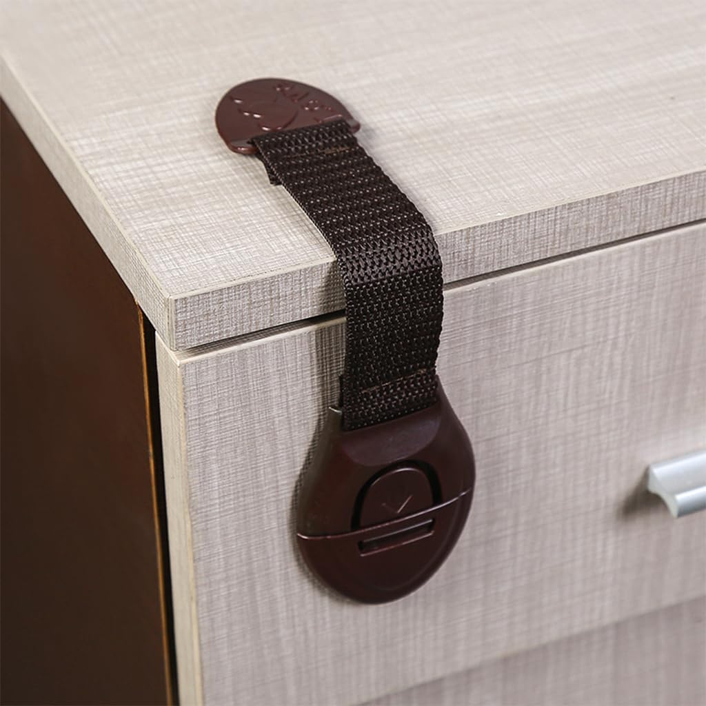 ZIBUYU 10pcs Safety Lock for Cabinets Refrigerator Door Locks Child-Proof Locks dhesive Strap Locks Child-Proof Drawer Locks Webbing Strap Locks for Door, Cabinet, Drawers Multi-Use