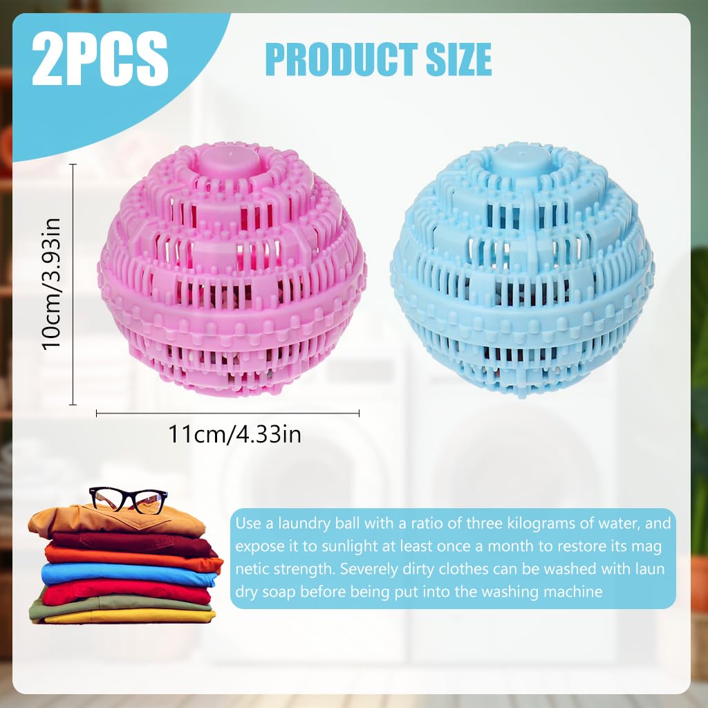 HASTHIP 2Pcs Laundry Ball Fragrance Laundry Egg Large 4.3 inches TPR Washing Ball Remove Dirty Prevent Tangle Reuseable Washing Ball for Sheet, Clothes