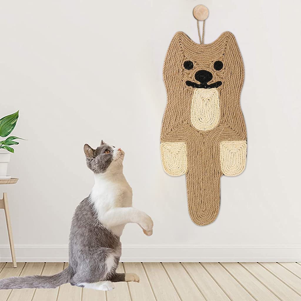 Qpets Creative Cat Scratcher Mat,21.3''*9'',Natural Sisal Cat Scratch Mat,Non-Slip Cat Scratching Mat,Cats Floor Scratching Pad,No More Scratches on Sofa