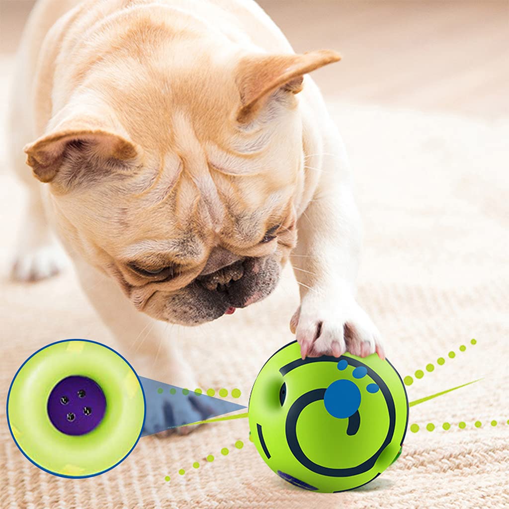 Qpets Dog Toy Balls, 5.5 Inch Dog Chasing Chew Ball Interactive Pet Toy Ball Fun Bouncing Giggle Ball, PVC Dog Molar Chew Ball Funny Pet Ball Chewing Toy Ball Toy for Medium Large Dogs