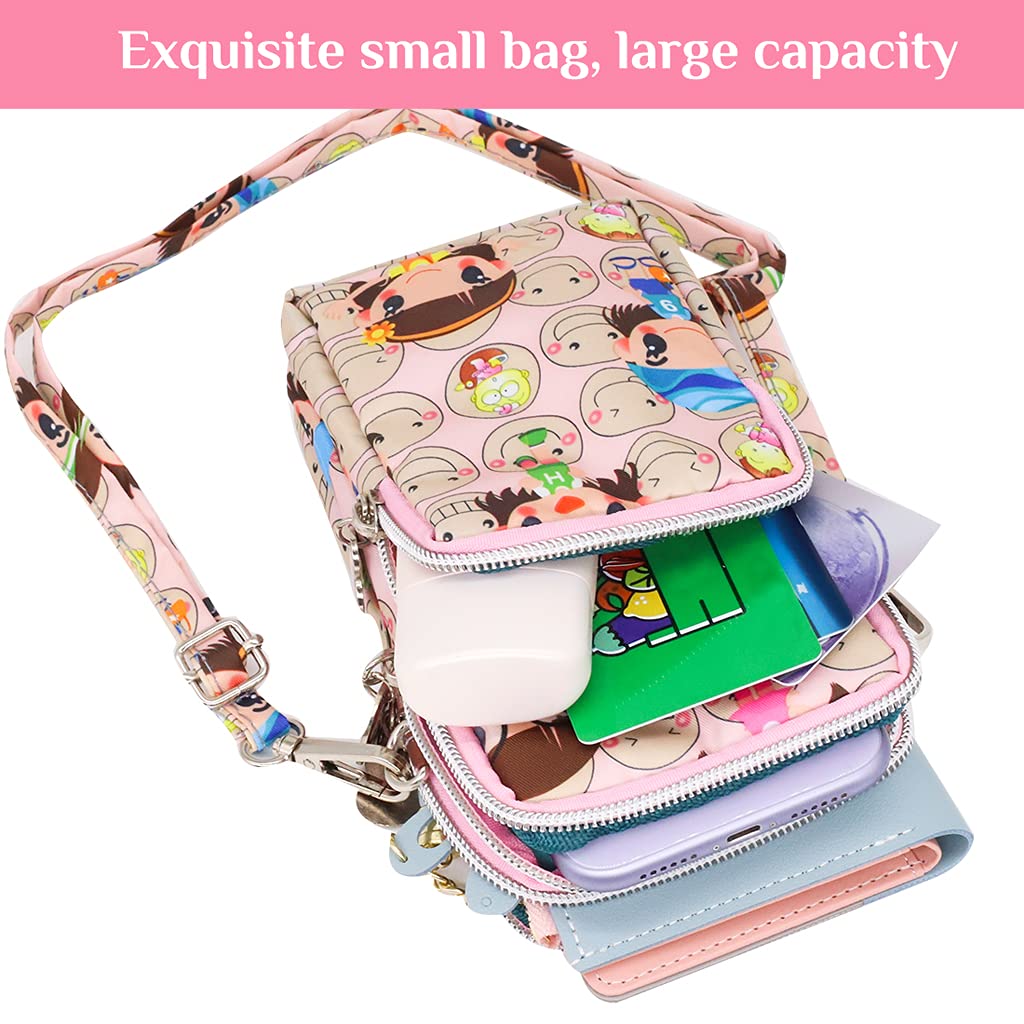 PALAY Multifunctional 3 Layers with Bow Pattern Sling Bag for Women (Blue, 7.2 inches)