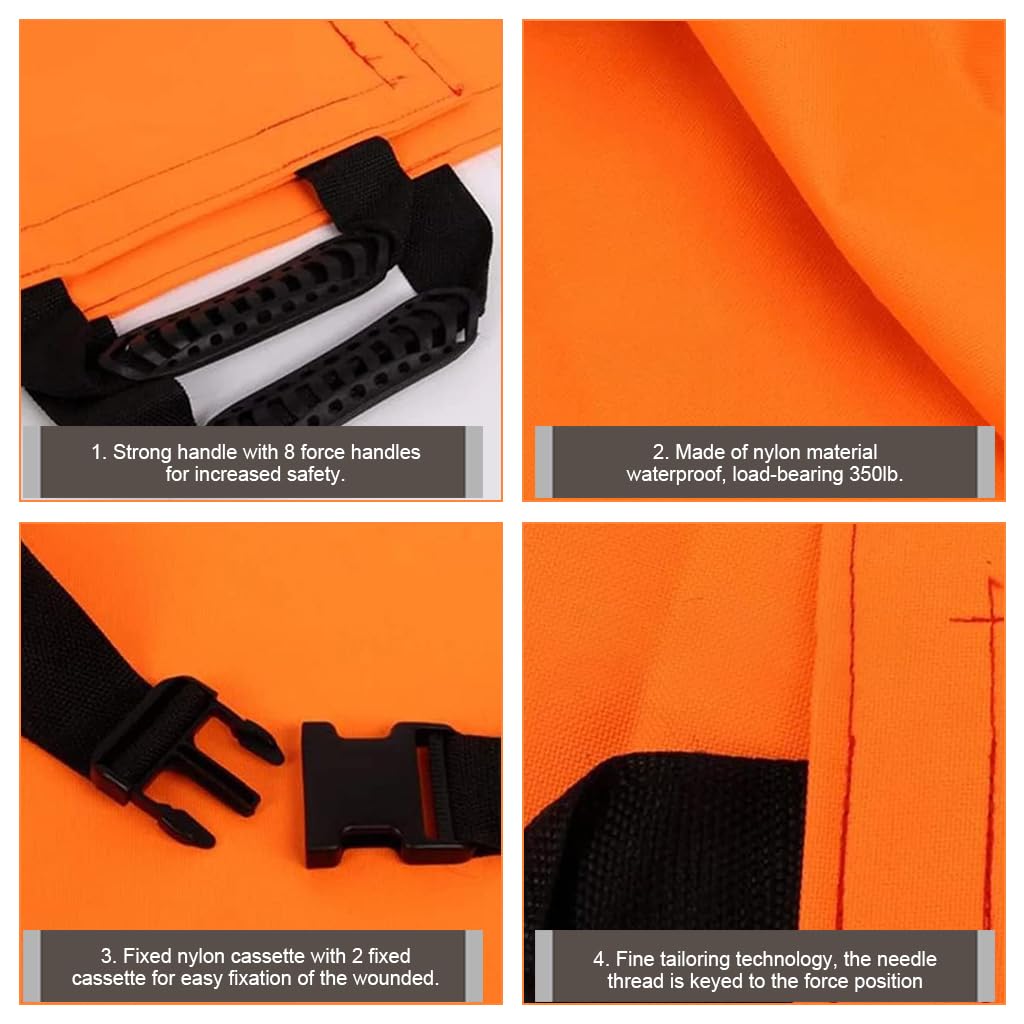 Serplex Folding Emergency Transport Stretcher with 12 Handles, Double Layer Oxford Cloth Waterproof Foldable Emergency Rescue Back Stretcher, Capacity 350 lbs, 70.8