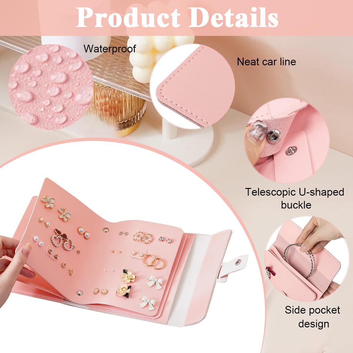 MAYCREATE Earring Book Organizer, Portable Earring Holder Case Pu Leather Travel Earring Case with Foldable Book Design Foldable Leather Earring Organizer Bag