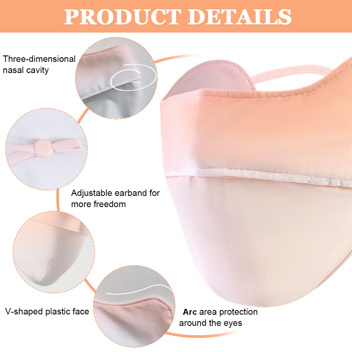 PALAY Silk Fashion Women Face Mask Upf 50+ Outdoor Women Face Mask Breathable Face Cover With Adjustable Ties Cool Face Mask For Riding, Cycling, Sport, Golfing, Washable & Reusable