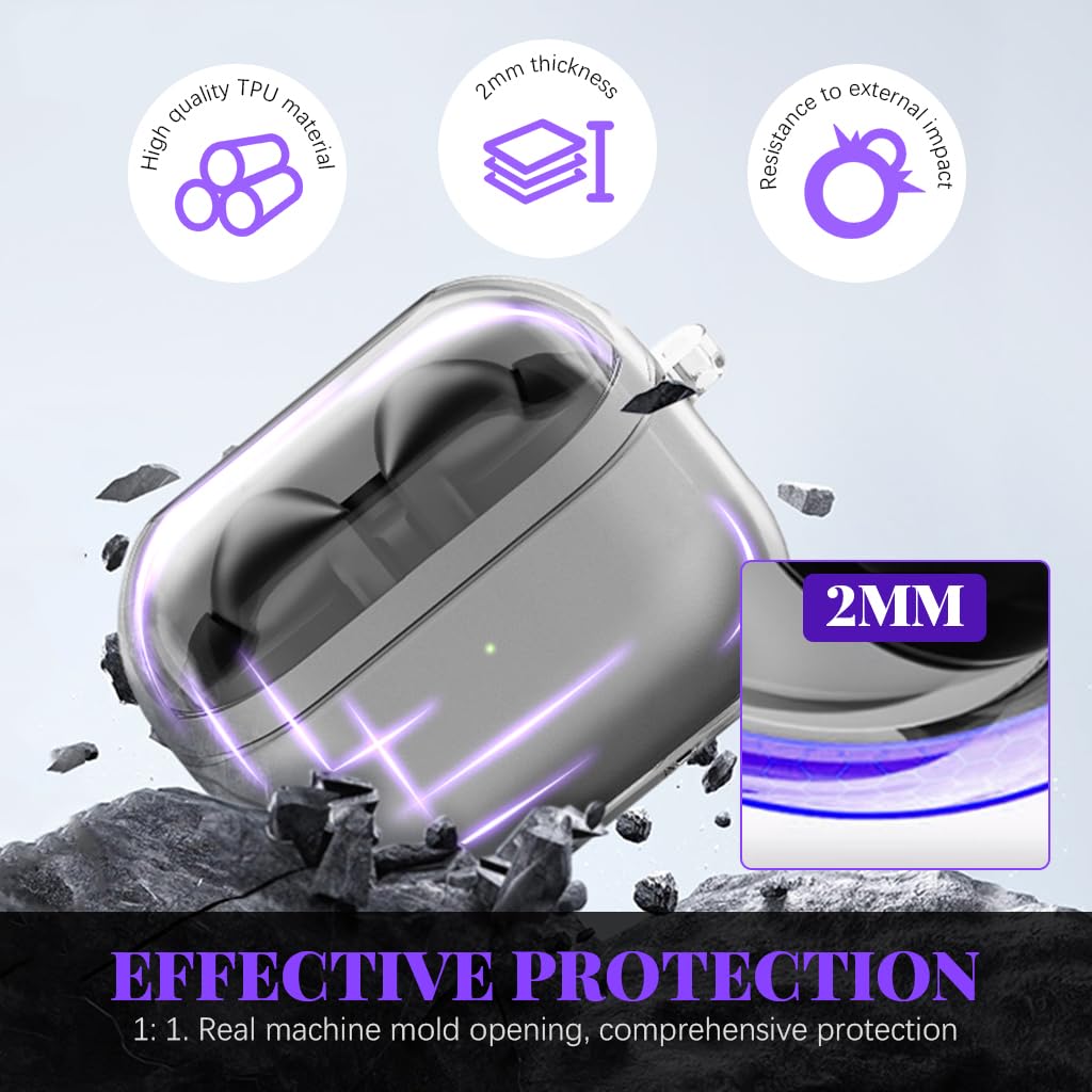 ZORBES Compatible with Samsung Galaxy Buds 3 Case & Galaxy Buds 3 Pro Case, Protective TPU Clear Case with Lanyard, Fashion Earbuds Case Cover, Headphone Accessories