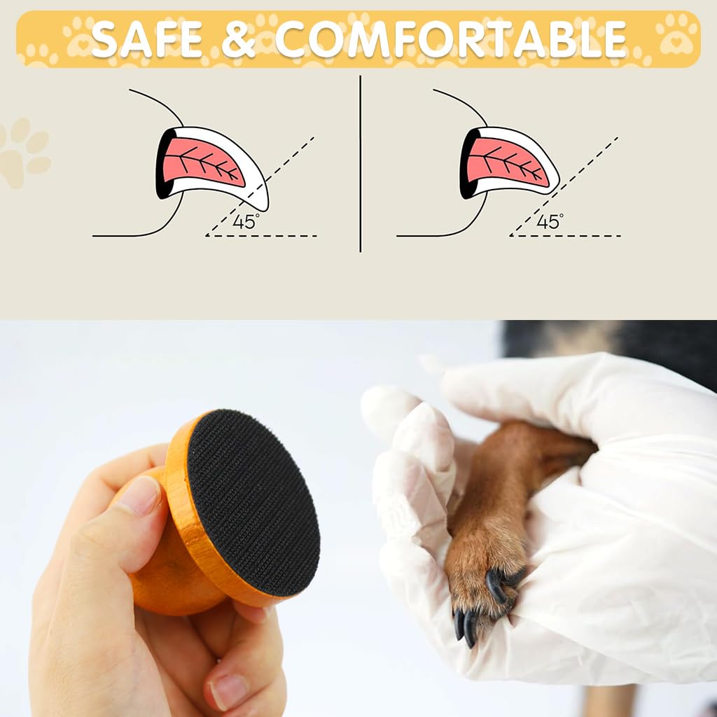 Qpets Dog Nail Filer, Manual Dog Nail File Board Cat Dog Grooming Tool, Stress Free Cat Dog Claw Care Nail Filing for Dog Nail Grinder Wooden Handle Dog Nail Filer