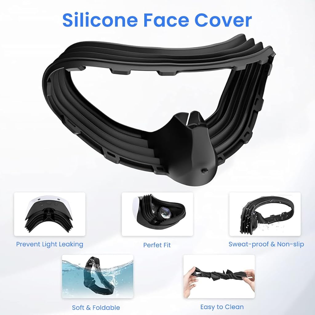 ZORBES VR Protector Covers for Playstation VR2 Silicone Cover Set with Headset Protector, Silicone Eye Frame Cover, Lens Cover Silicone, Thumb Grip Covers, Silicone Protector Covers for PS VR2