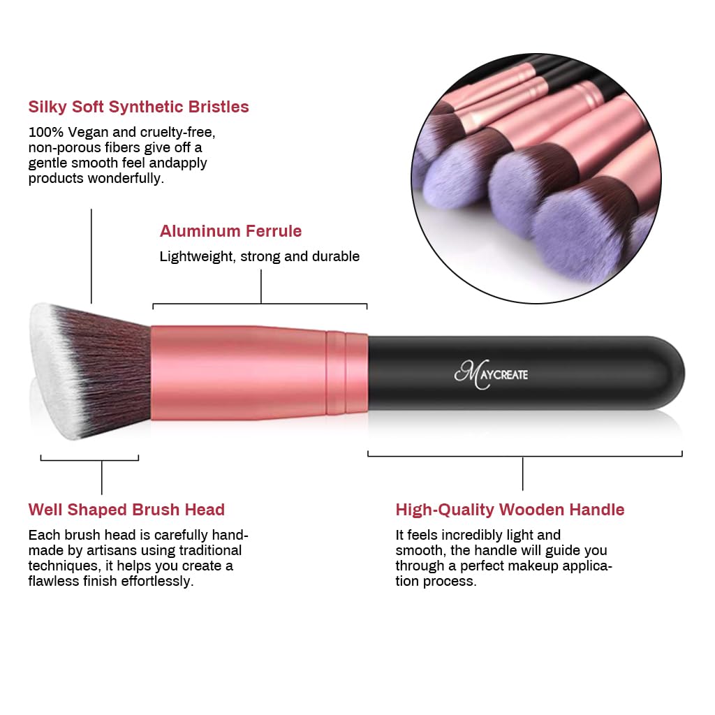MAYCREATE Makeup Brush Set 22pcs Premium Synthetic for Foundation Powder/Concealers/Eye shadows/Blusher/Highlighter/Contour/Nose Contour/Shading/Lipstick Makeup Brushes for Beginners