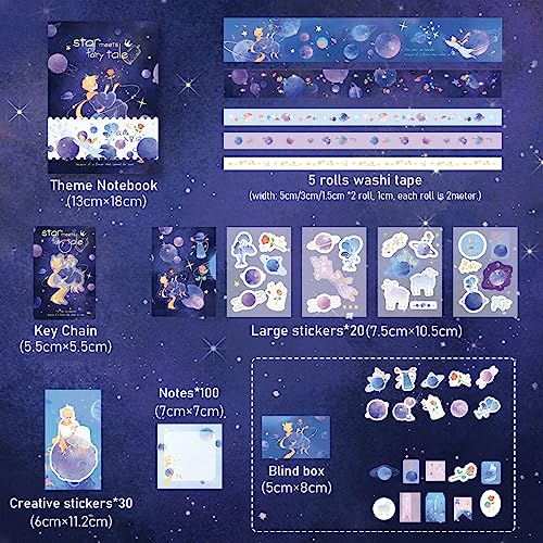 HASTHIP Little Prince Journal Supplies Scrapbook Gift Box, Journaling Kit Journal Supplies, Inlude Notebook, Sticker, Material Paper, Washi Tape Kit, Little Prince Scrapbook Kit for Journal