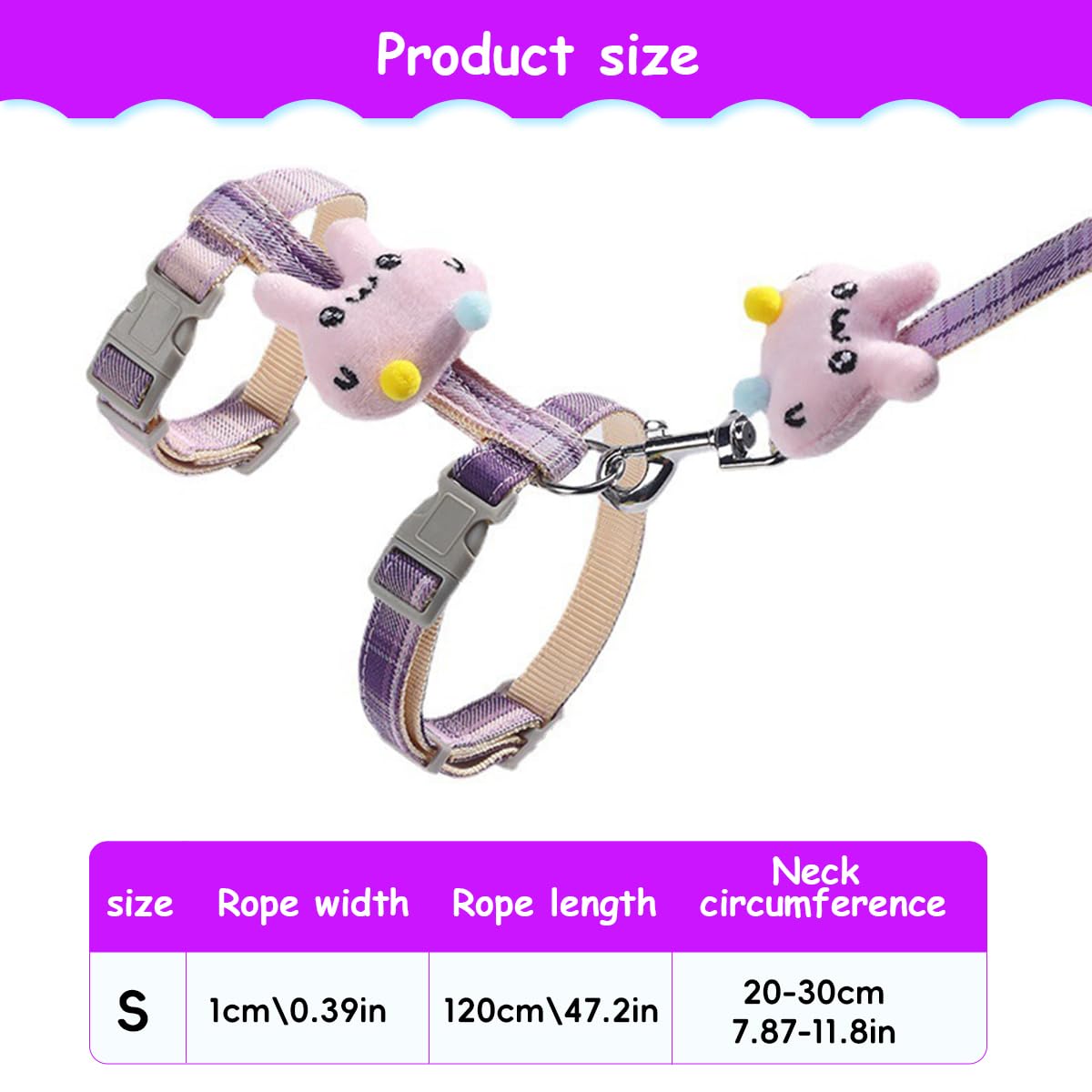 Qpets Cat Harness with Leash, Outdoor Cat Leash with Harness with Quick Release Buckle Adjustable for Small Medium Cats, Lightweight Soft Walking Travel Petsafe Harness(Size: S)