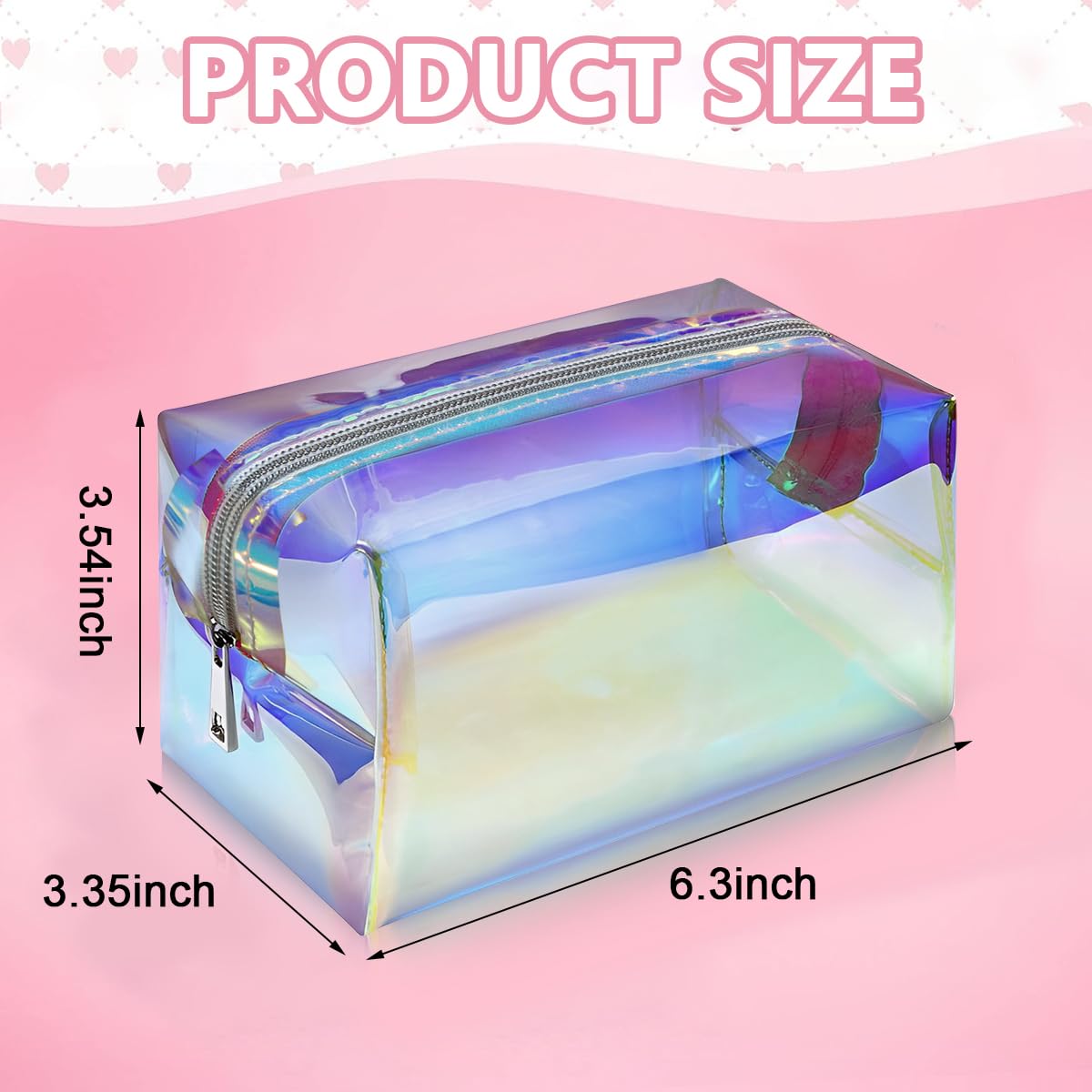 MAYCREATE Makeup Pouch Organizer TPU Holographic Cosmetic Bag, Multi-Use Semi-Transparent Cosmetic Travel Bag for Women Girls, Zipper Toiletry Bag Pencil Pouch